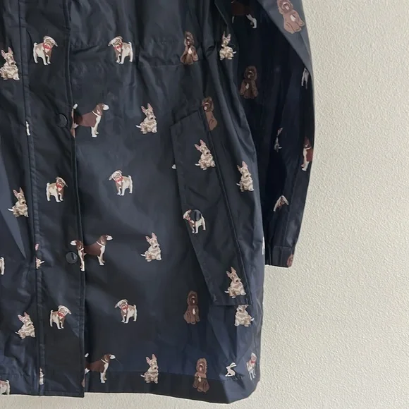 Joules Navy Dog Print Raincoat with hood Size 6 - Picture 3 of 4